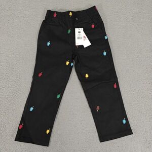 Icecream Flavors Pants Kids 3T Black Multicolor Embroidered Popsicle New‎ Tags